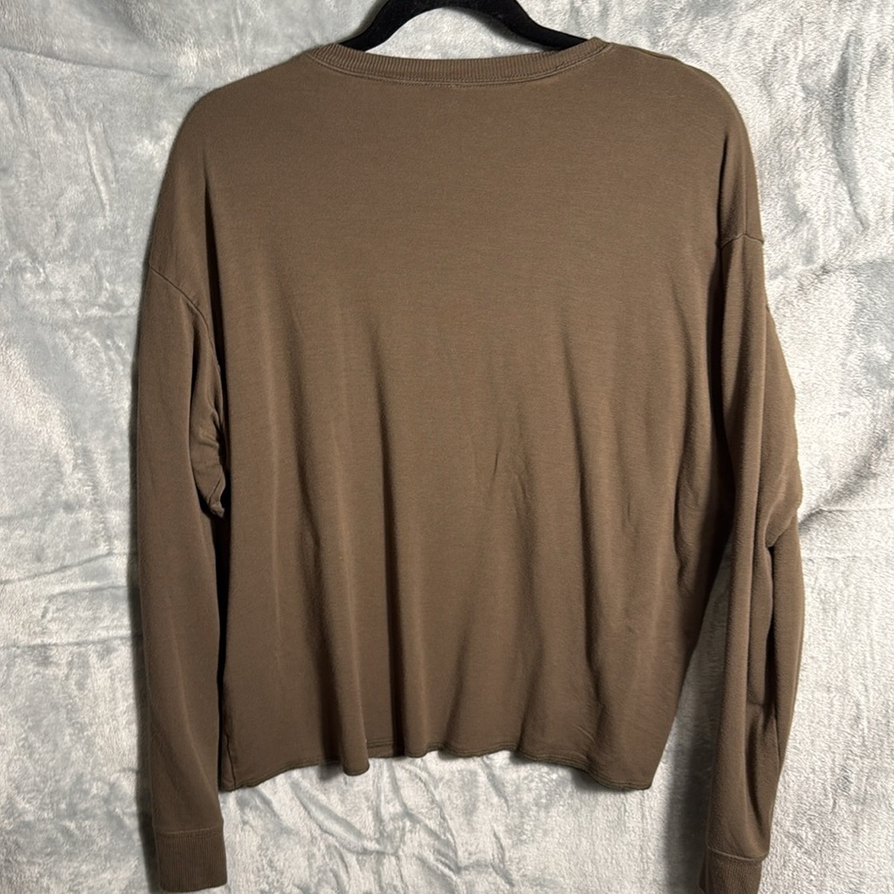 Bobi Los Angeles shirt women’s top oversized medium long sleeved‎ brown soft - Picture 3 of 8